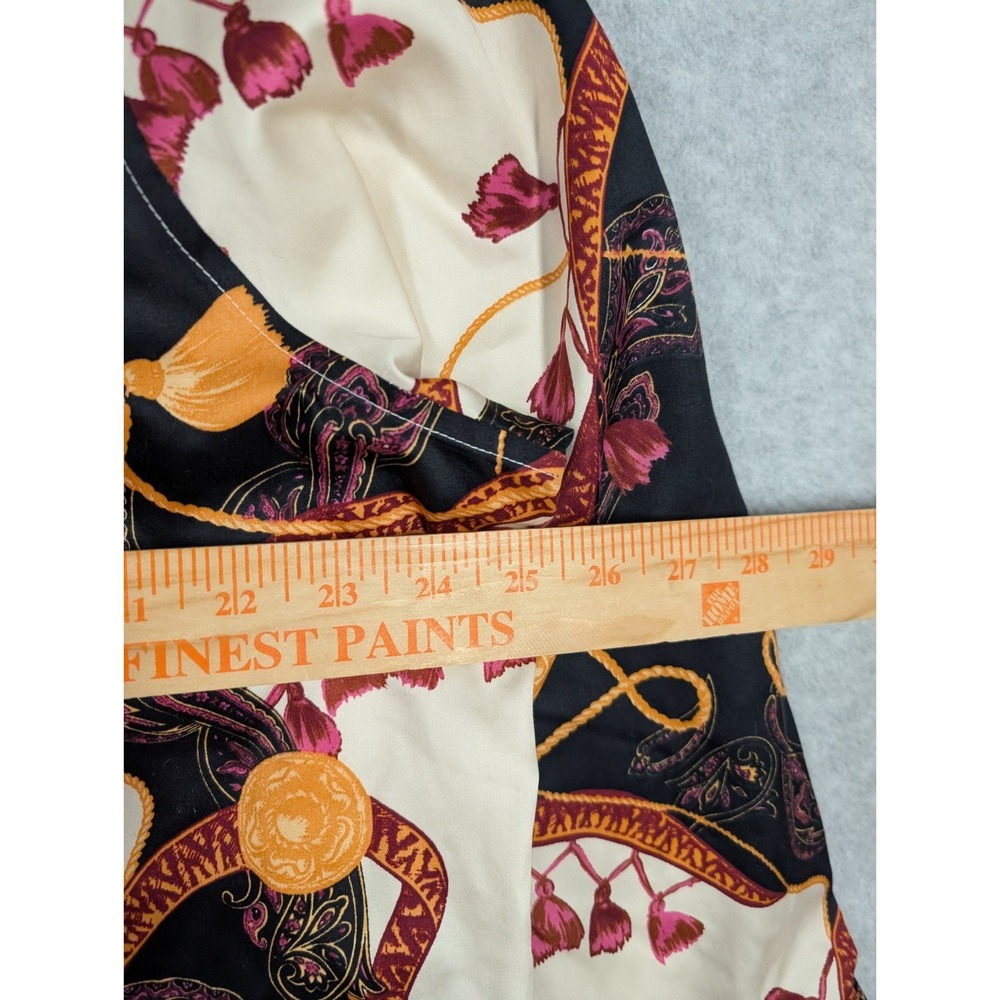 Chicos Women Top Size 4/20 NWT No Iron Tassle Gold Chain Print Button Up Long Sl - Picture 6 of 14